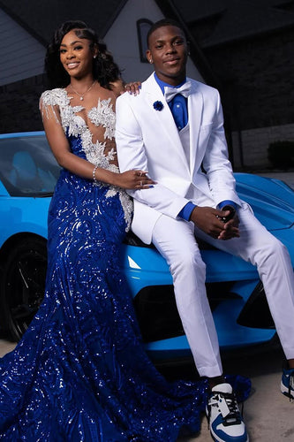 Notched Lapel 2 Pieces White Men's Wedding Suits
