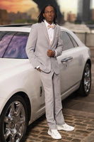 Load image into Gallery viewer, Grey 2 Pieces Notched Lapel Slim Fit Prom Suits