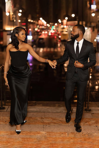 Black 2 Pieces Plaid Notched Lapel Men's Prom Suits