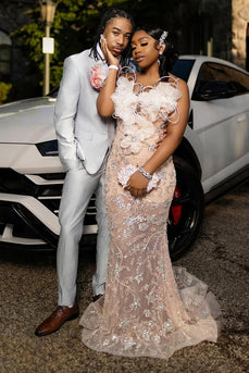 Light Grey Notched Lapel 2 Pieces Men's Prom Suits