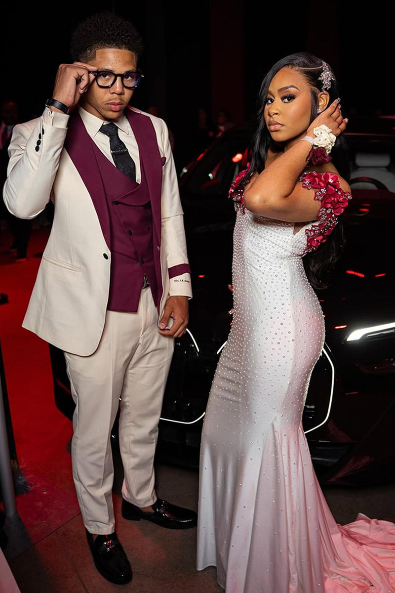 Load image into Gallery viewer, Notched Lapel 3 Pieces White Men&#39;s Prom Suits