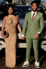Load image into Gallery viewer, Green 2 Pieces Peaked Lapel Satin Men&#39;s Prom Suits