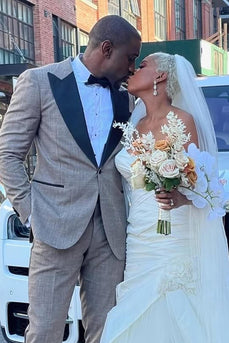 Grey 2 Pieces Peaked Lapel Wedding Suits