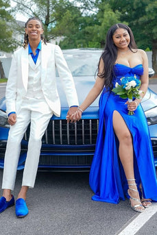 Shawl Lapel 3 Pieces White Men's Prom Suits