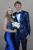 Load image into Gallery viewer, Blue 2 Pieces Notched Lapel Jacquard Men&#39;s Prom Suits