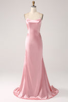 Load image into Gallery viewer, Blush Mermaid Spaghetti Straps Long Prom Dress