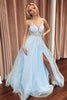 Load image into Gallery viewer, Light Blue A Line Tulle Prom Dress with Appliques