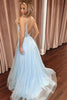 Load image into Gallery viewer, Light Blue A Line Tulle Prom Dress with Appliques