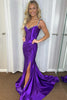 Load image into Gallery viewer, Mermaid Purple Off the Shoulder Prom Dress with Slit