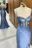 Load image into Gallery viewer, Spaghetti Straps Sparkly Corset Mermaid Prom Dress with Slit