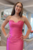 Load image into Gallery viewer, Hot Pink Strapless Mermaid Prom Dress with Pleated