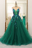 Load image into Gallery viewer, A Line Dark Green Spaghetti Straps Prom Dress with Sequins