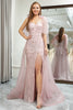 Load image into Gallery viewer, Light Pink Mermaid Spaghetti Straps Beaded Long Prom Dress with Slit
