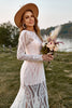 Load image into Gallery viewer, Ivory Mermaid Long Sleeves Lace Boho Wedding Dress With Sweep Train