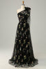 Load image into Gallery viewer, Grey Blue A-Line One Shoulder Prom Dress With Embroidery