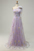 Load image into Gallery viewer, Grey Blue A-Line One Shoulder Prom Dress With Embroidery