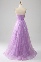 Load image into Gallery viewer, Lilac A Line Convertible Off The Shoulder Long Corset Prom Dress
