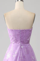 Load image into Gallery viewer, Lilac A Line Convertible Off The Shoulder Long Corset Prom Dress