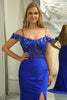 Load image into Gallery viewer, Sparkly Mermaid Royal Blue Long Prom Dress With Appliques