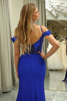 Load image into Gallery viewer, Sparkly Mermaid Royal Blue Long Prom Dress With Appliques