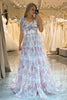 Load image into Gallery viewer, A Line Pink Print Adjustable Straps Long Prom Dress