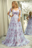 Load image into Gallery viewer, A Line Floral Print Adjustable Straps Long Prom Dress