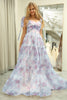 Load image into Gallery viewer, A Line Floral Print Adjustable Straps Long Prom Dress