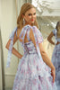 Load image into Gallery viewer, A Line Floral Print Adjustable Straps Long Prom Dress