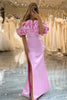 Load image into Gallery viewer, Glitter Pink Mermaid Off the Shoulder Long Prom Dress With Slit