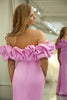 Load image into Gallery viewer, Glitter Mermaid Off the Shoulder Pink Long Prom Dress With Slit