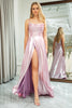 Load image into Gallery viewer, A Line Pink Spaghetti Straps Long Prom Dress with Slit