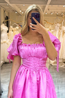 Load image into Gallery viewer, A Line Fuchsia Off the Shoulder Long Prom Dress