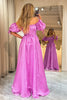 Load image into Gallery viewer, A Line Fuchsia Off the Shoulder Long Prom Dress