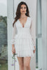 Load image into Gallery viewer, Long Sleeves White Tiered Graduation Dress