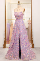 Load image into Gallery viewer, Mauve A-Line Spaghetti Straps Prom Dress with Appliques
