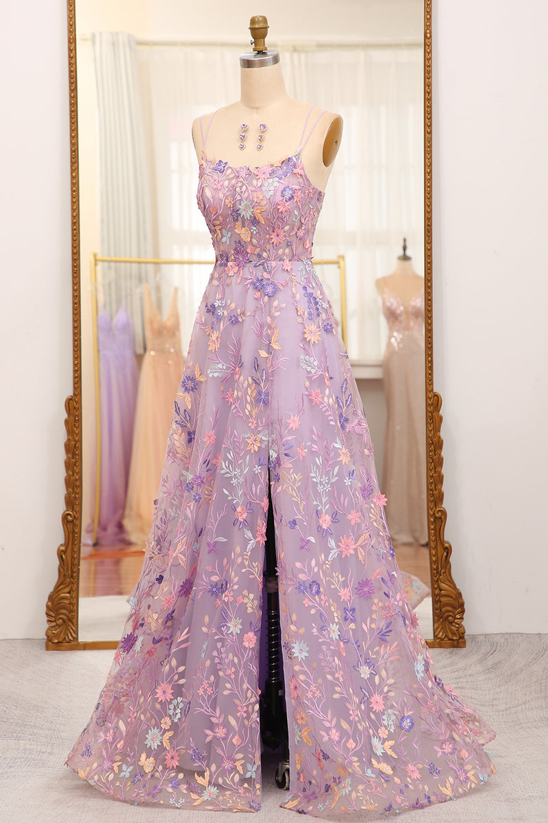 Load image into Gallery viewer, Mauve A-Line Spaghetti Straps Prom Dress with Appliques