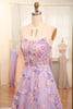 Load image into Gallery viewer, Mauve A-Line Spaghetti Straps Prom Dress with Appliques