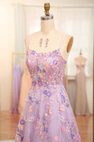 Load image into Gallery viewer, Mauve A-Line Spaghetti Straps Prom Dress with Appliques
