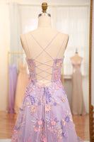 Load image into Gallery viewer, Mauve A-Line Spaghetti Straps Prom Dress with Appliques