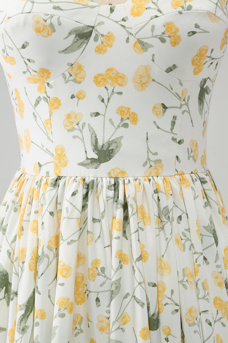Load image into Gallery viewer, Ivory A-Line Floral Long Prom Dress