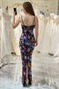 Load image into Gallery viewer, Mermaid Black Spaghetti Straps Embroidered Prom Dress with Slit