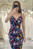 Load image into Gallery viewer, Mermaid Black Spaghetti Straps Embroidered Prom Dress with Slit