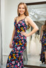 Load image into Gallery viewer, Black Mermaid Spaghetti Straps Embroidered Prom Dress with Slit