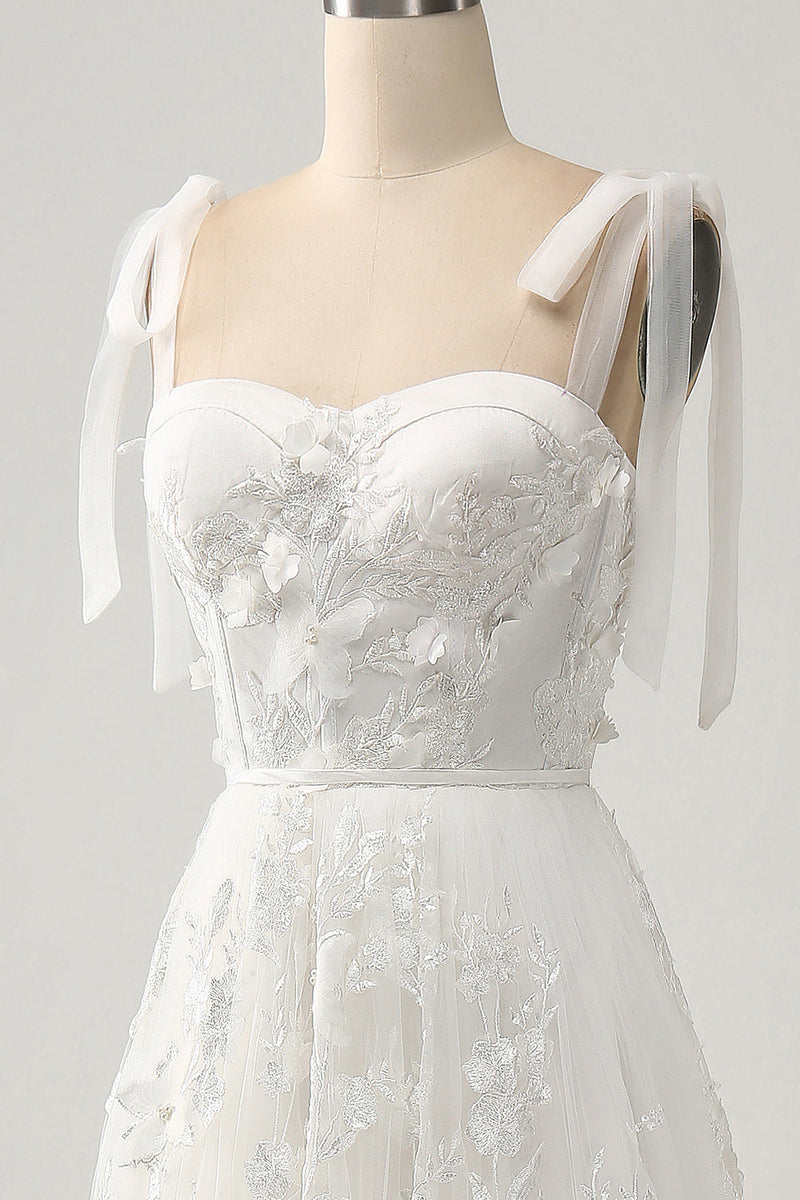 Load image into Gallery viewer, Ivory A-Line Spaghetti Straps Wedding Dress with Appliques