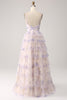 Load image into Gallery viewer, Lavender Flower Tiered Princess Prom Dress with Pleated