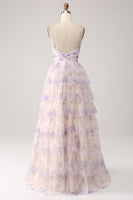 Load image into Gallery viewer, Lavender Flower Tiered Princess Prom Dress with Pleated
