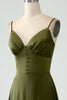 Load image into Gallery viewer, Olive A-Line Spaghetti Straps Satin Long Bridesamid Dress