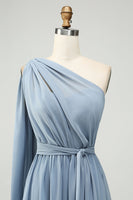 Load image into Gallery viewer, Convertible Chiffon A Line Dusty Blue Long Bridesmaid Dress