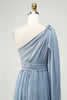 Load image into Gallery viewer, Convertible Chiffon A Line Dusty Blue Long Bridesmaid Dress