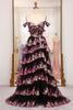 Load image into Gallery viewer, Sparkly Golden A-line Off The Shoulder Tiered Prom Dress with Sequins